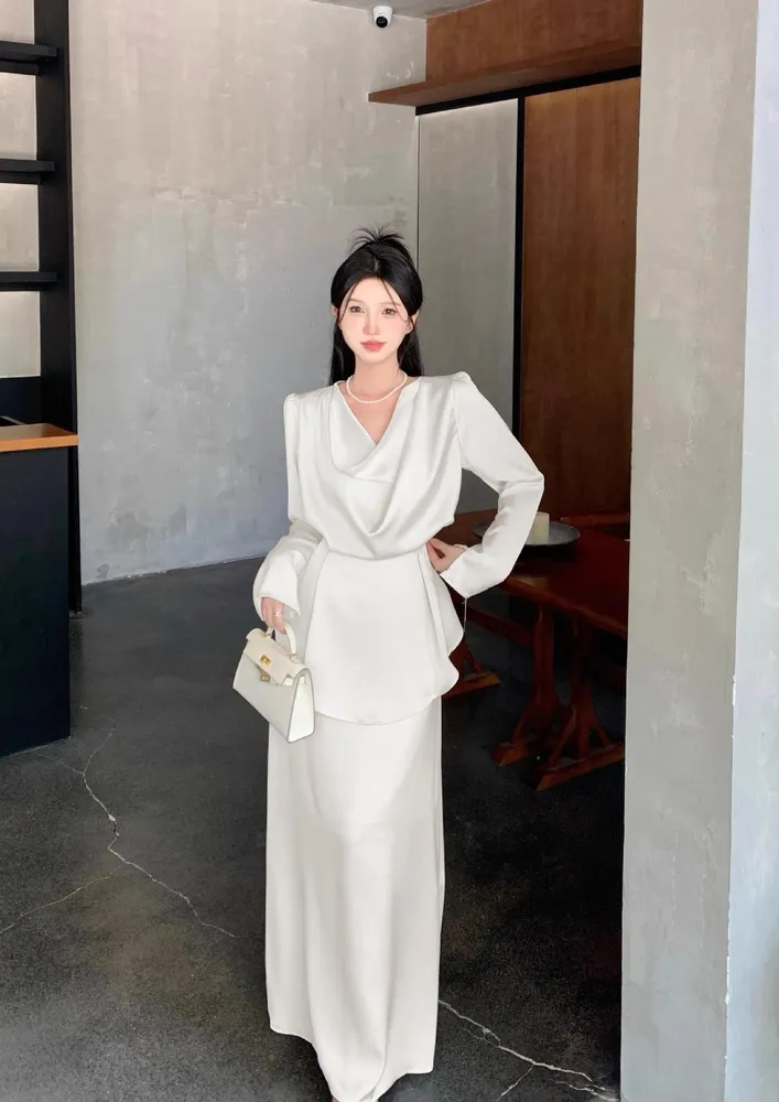White Blouse With Maxi Skirt