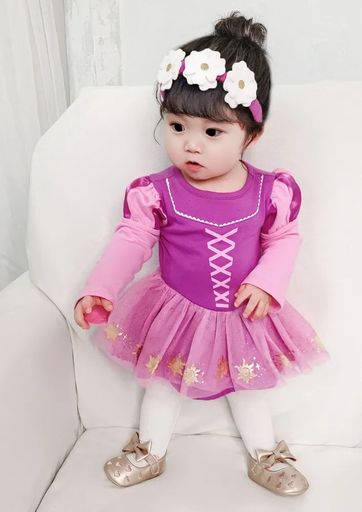 Girls Purple Full Sleeve Onesie W/ Headband