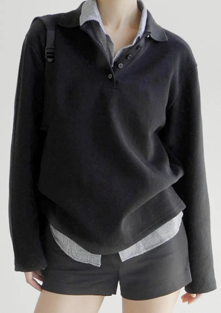 Black Layered Collared Top
