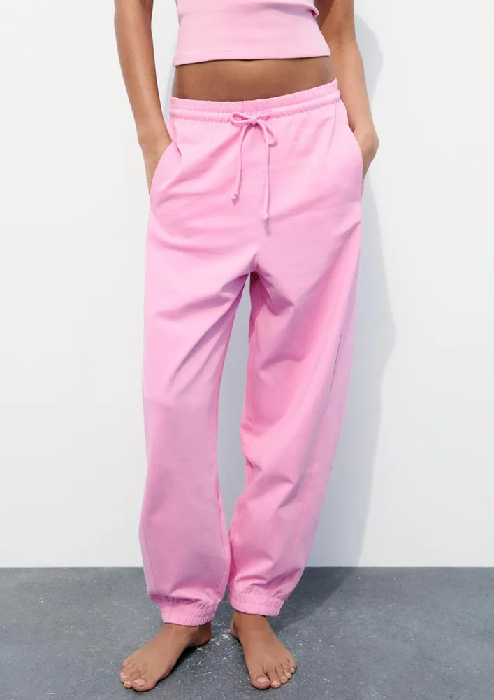 Pink Front Inseam Pocket Joggers