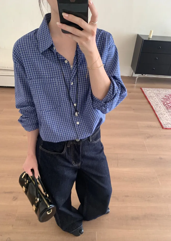 Check Pattern Blue Shirt