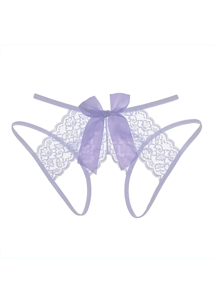 PURPLE THIN STRAP CUT-OUT LACE THONG