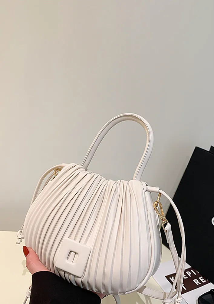 OFF-WHITE PLEATED SINGLE HANDLE BUCKET BAG