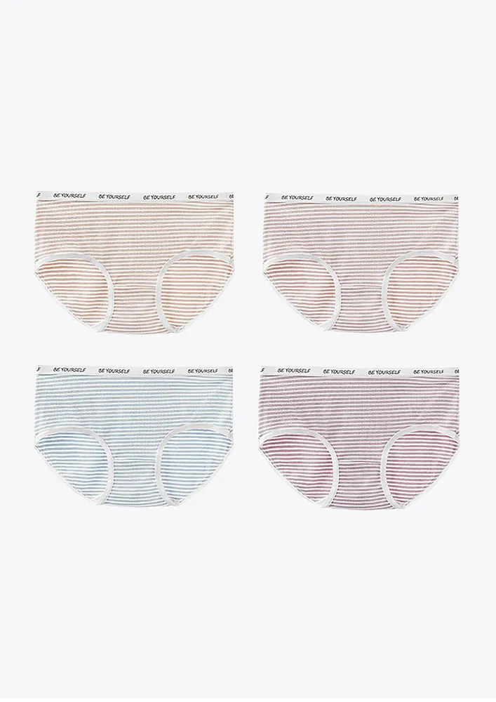 Free Size Pinstripe Print 3-pc Hipster Briefs