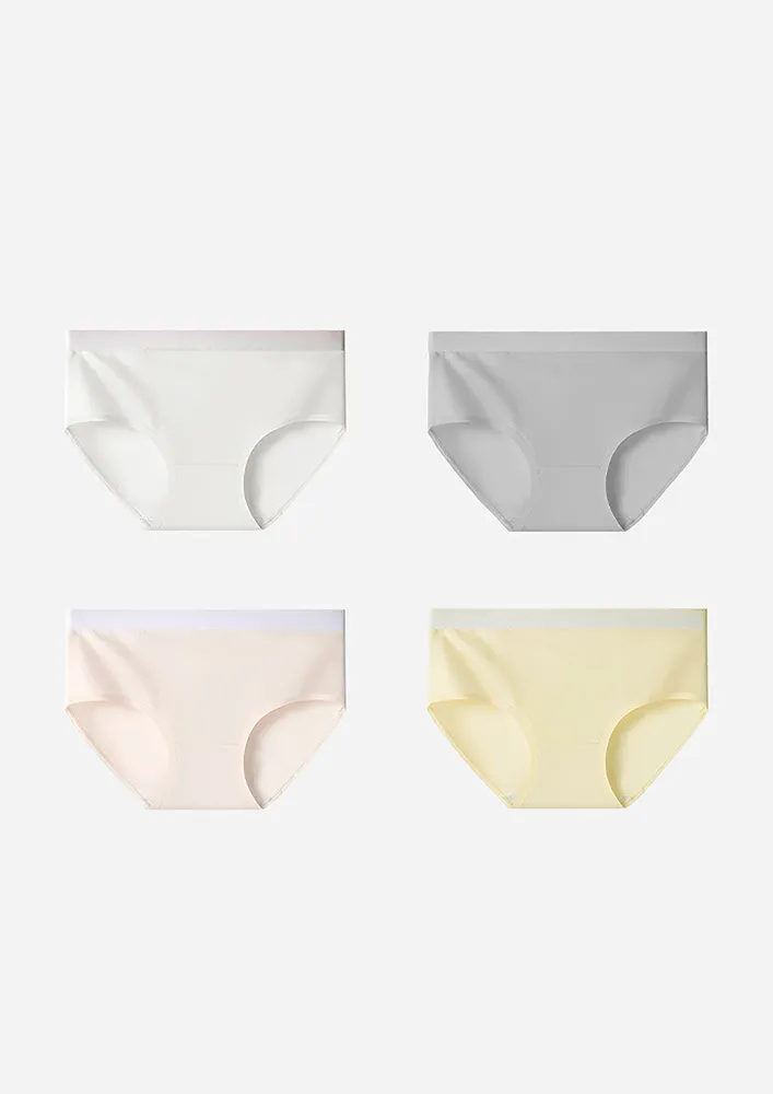 Contrast Waistband 4-pack Hipster Briefs