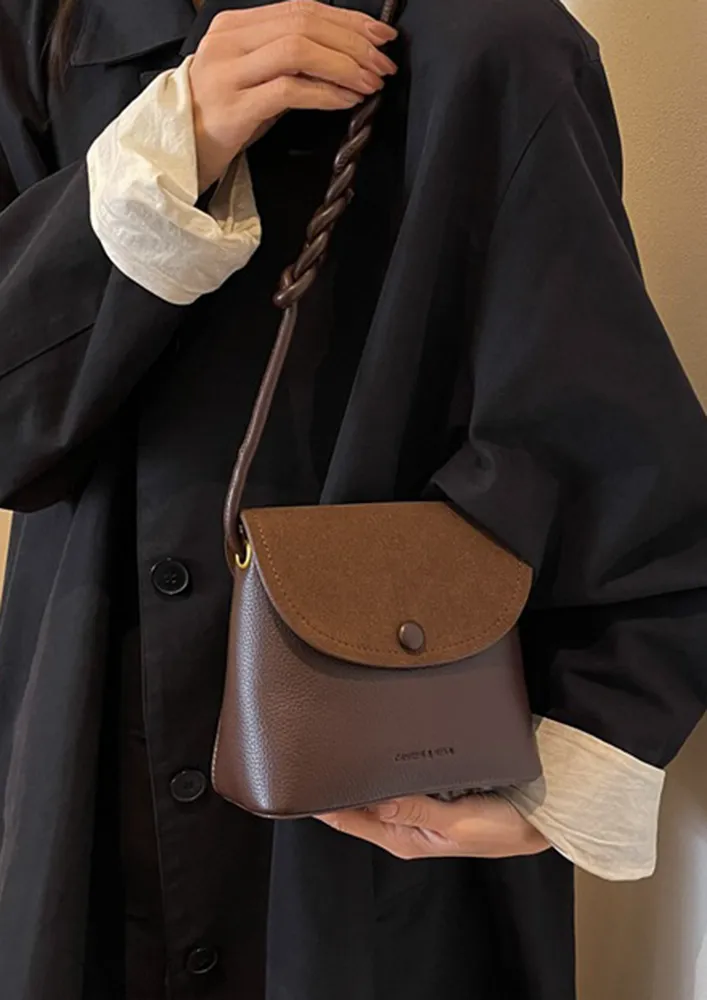 FRONT FLAP SHOULDER DARK BROWN BAG