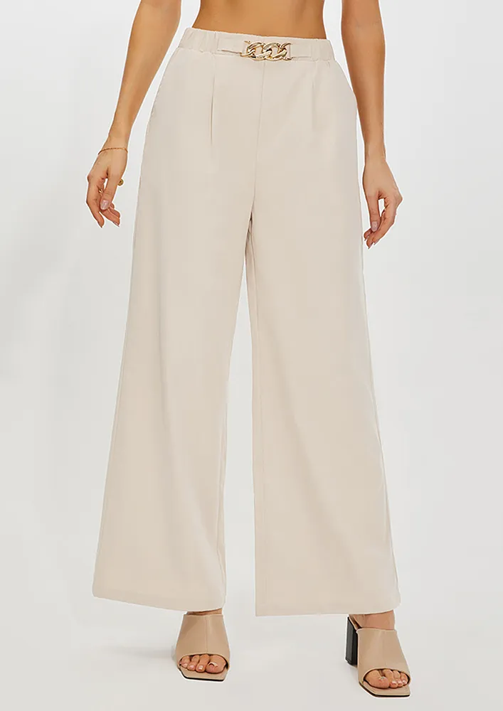 METAL CHAIN-DETAILED WIDE TROUSERS