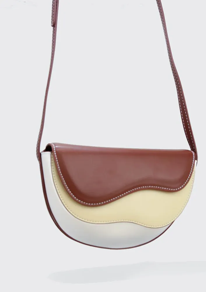 COLORBLOCK BROWN SADDLE BAG