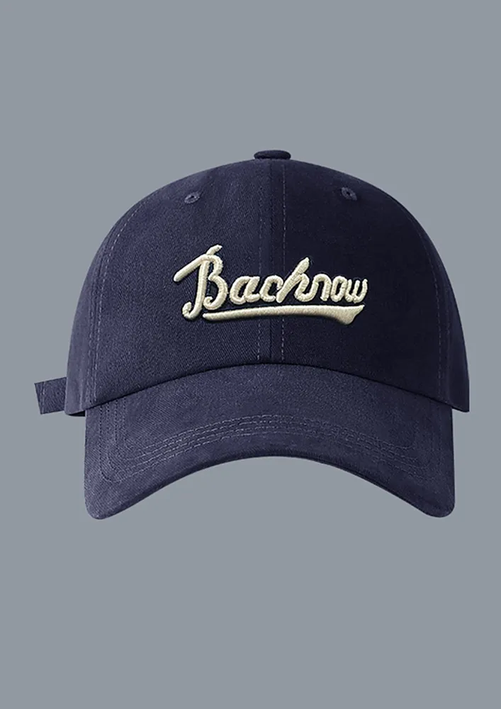 DARK BLUE EMBROIDERED COTTON CAP