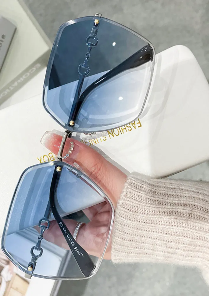 SILVER-BLUE POLARIZED RETRO SUNGLASSES