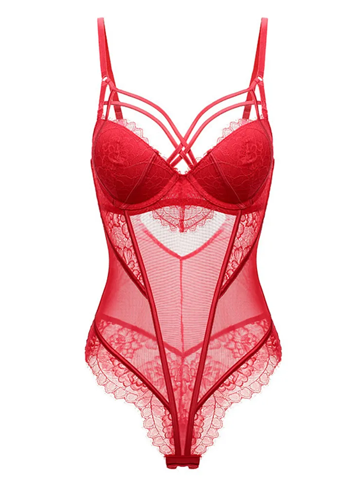 Polyamide Blend Red Sheer Thong Body