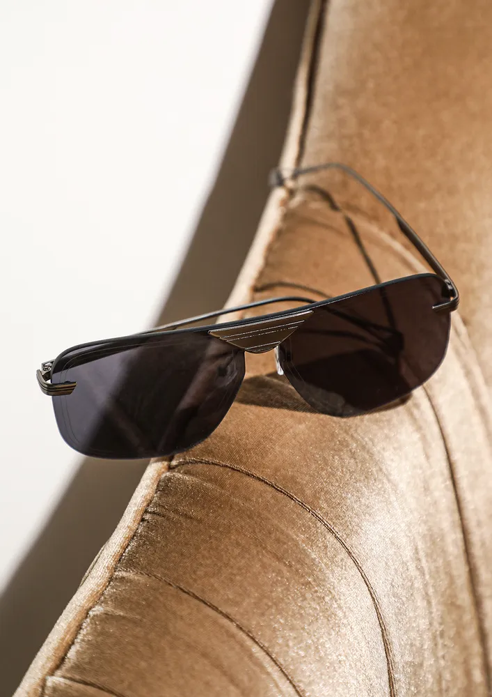 BRIDGING ALL GAPS GREY FLAT TOP AVIATORS