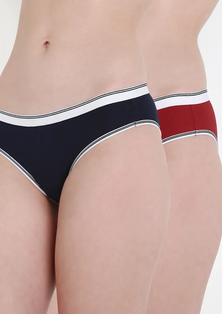 RED AND NAVY BIKINI BOTTOM COMBO