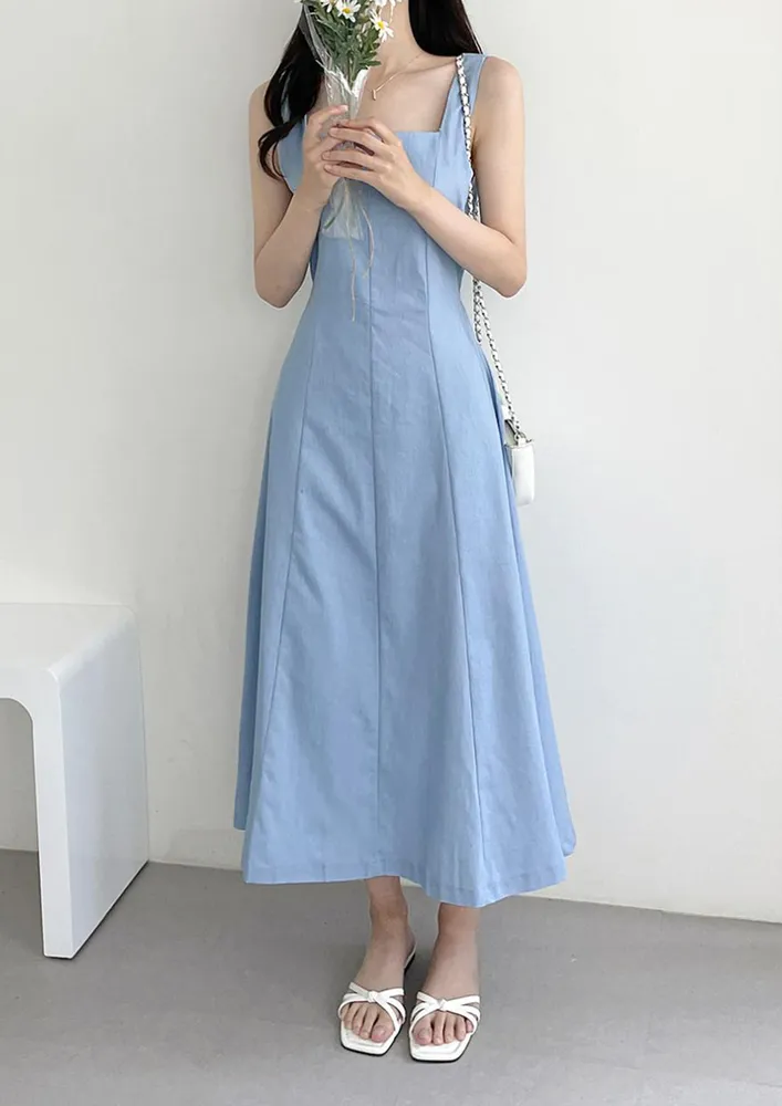 Light Blue Vertical-seam Denim Dress
