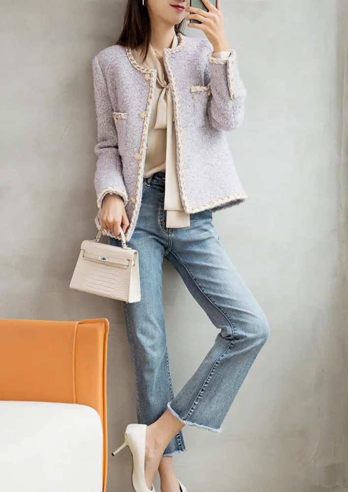 BUTTON-DOWN REGULAR PURPLE TWEED JACKET