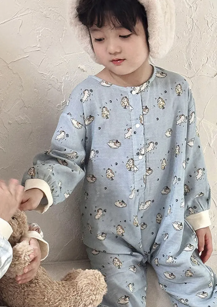 Boys Printed Blue Onesie