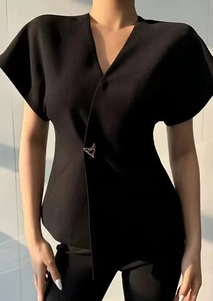 Black Button-up Top