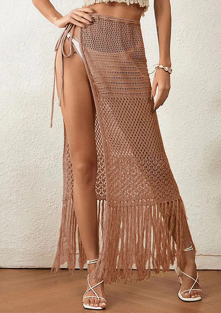 Fs Opework Fringe-hem Side Slit Sarong Skirt