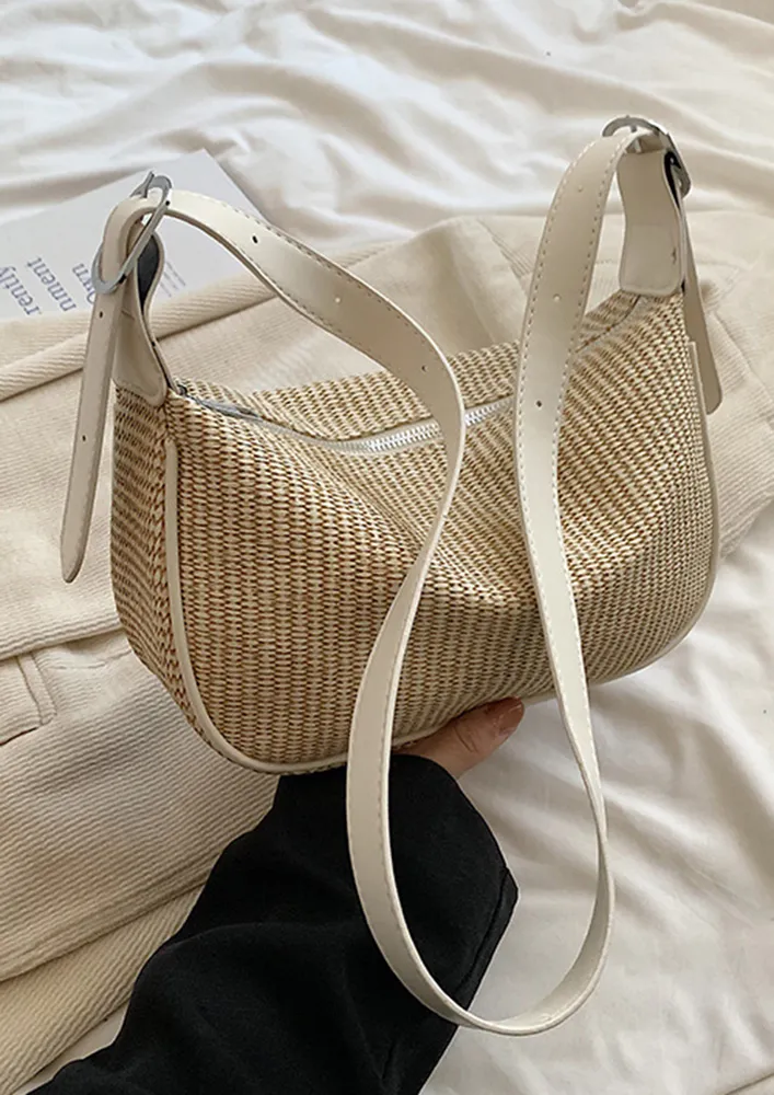 CONTRAST BEIGE GEOMETRIC CROSSBODY BAG