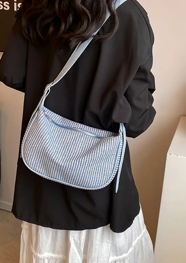 CONTRAST BLUE GEOMETRIC CROSSBODY BAG