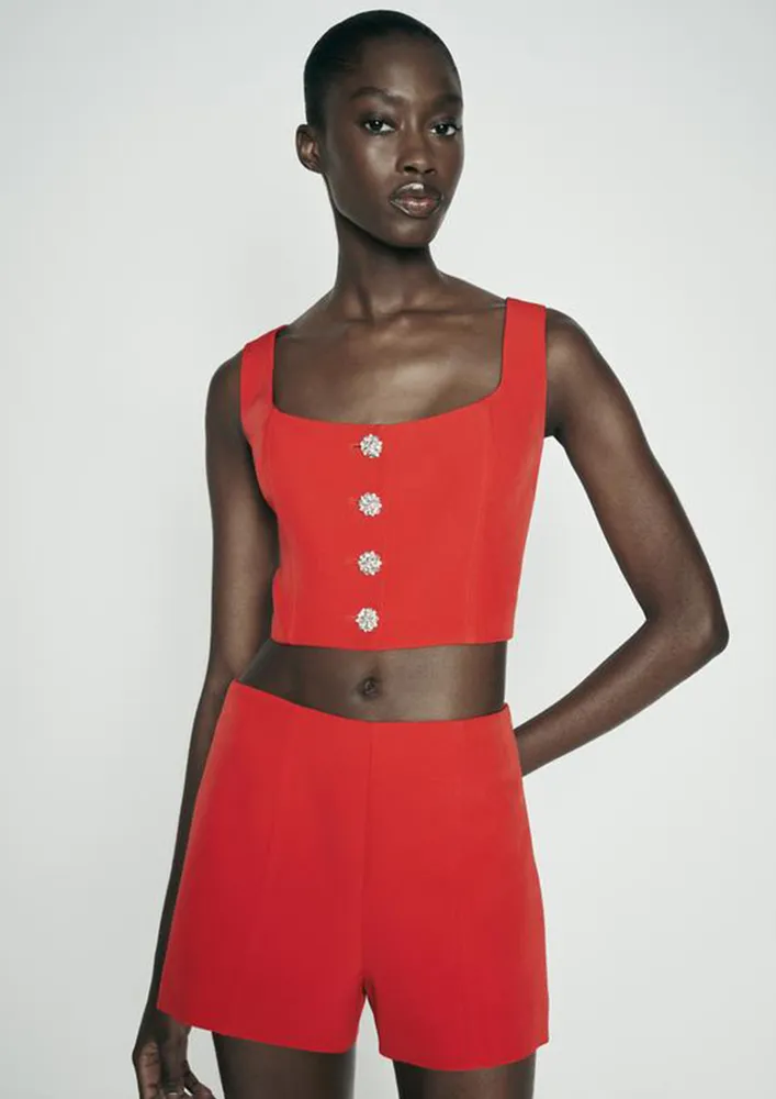 Red Low-waist Shorts