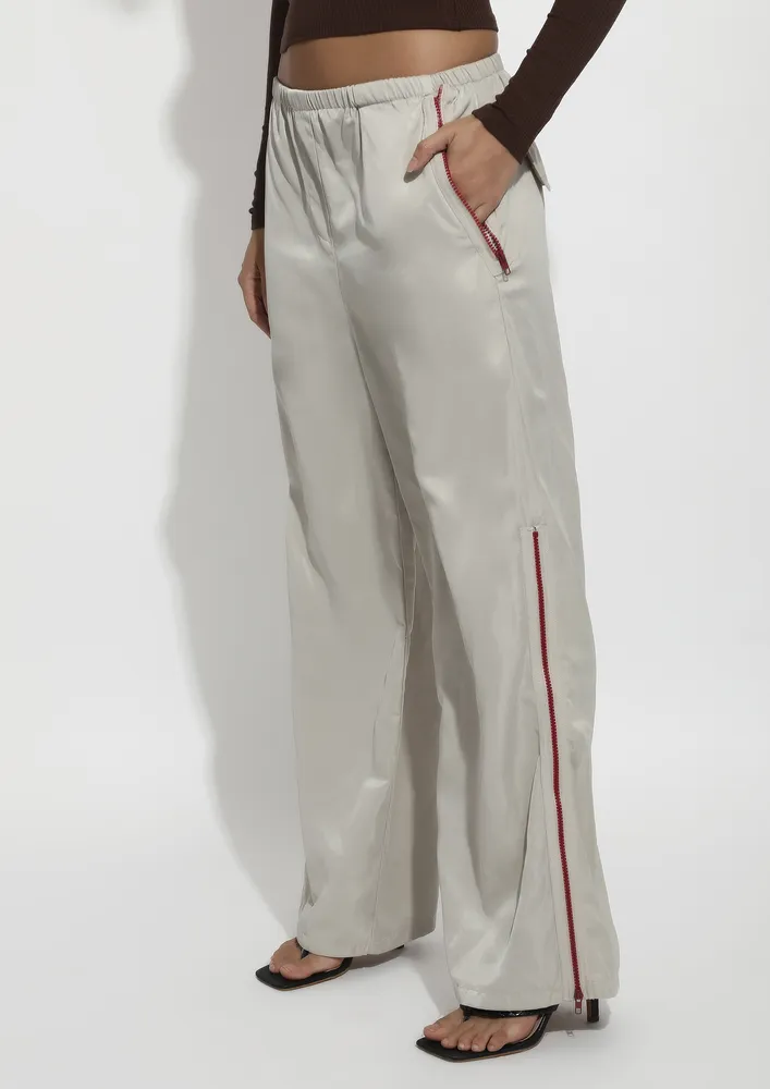 LIGHT-GREEN WIDE PARACHUTE PANTS