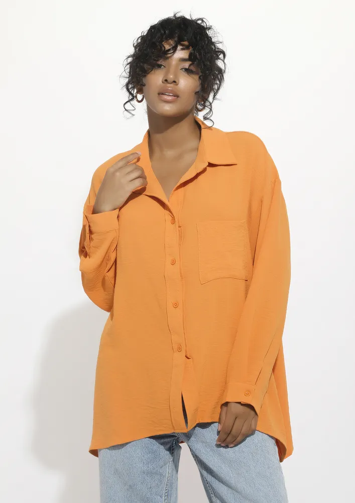 CASUAL LOOSE FIT ORANGE SHIRT