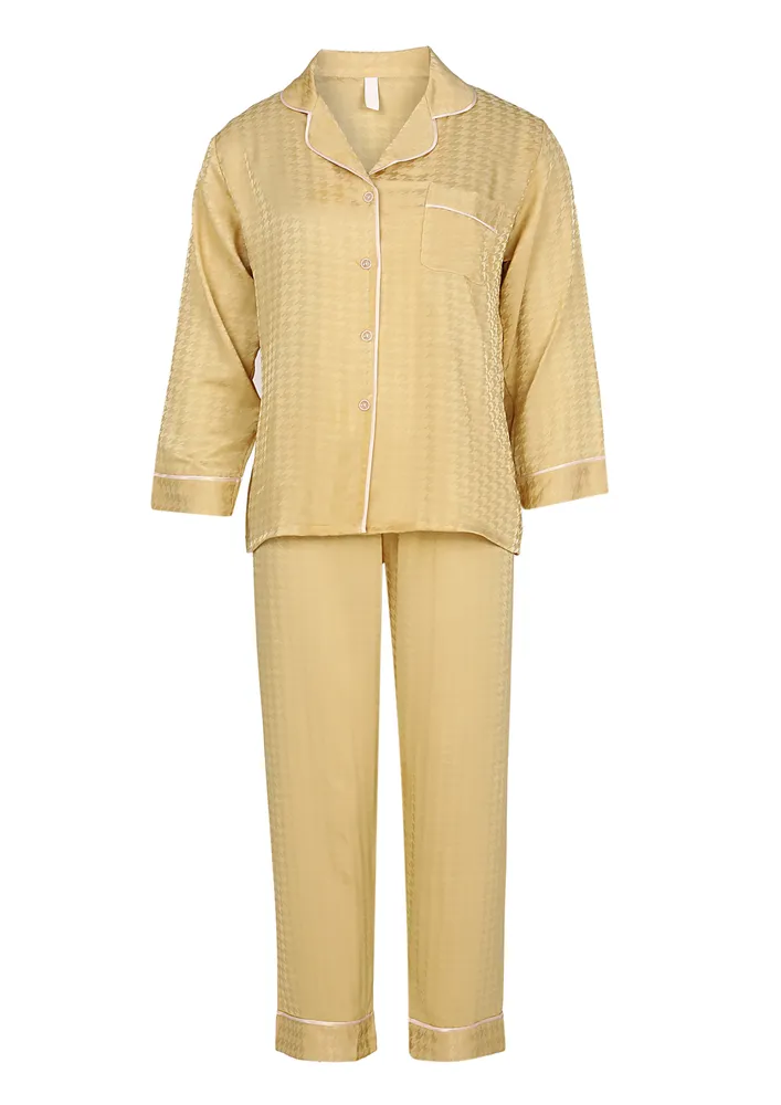 Yellow Houndstooth Pattern Pyjama Set