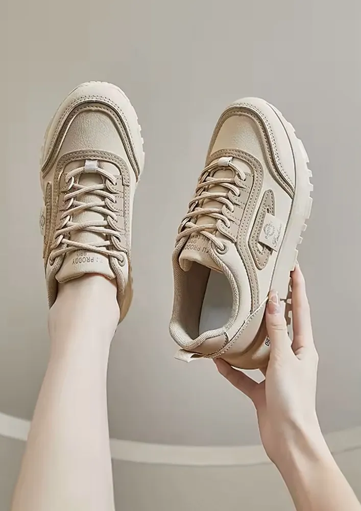 TWO-TONED BEIGE CASUAL SNEAKERS