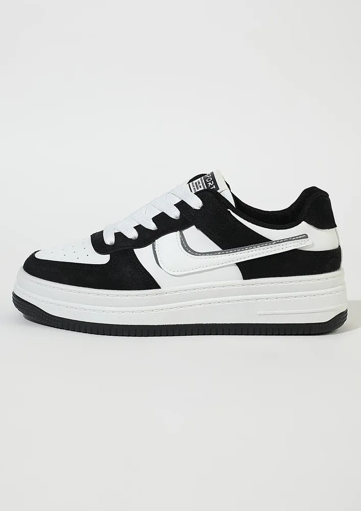 BLACK COLOURBLOCK PANNEL TRAINERS