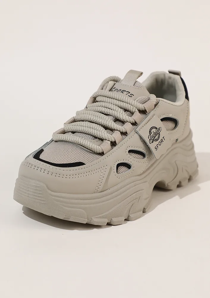 GREY CHUNKY CONTRAST INSOLE TRAINERS