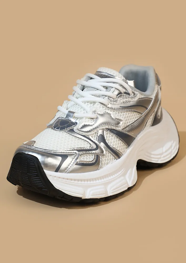 SILVER CHUNKY TRAINERS