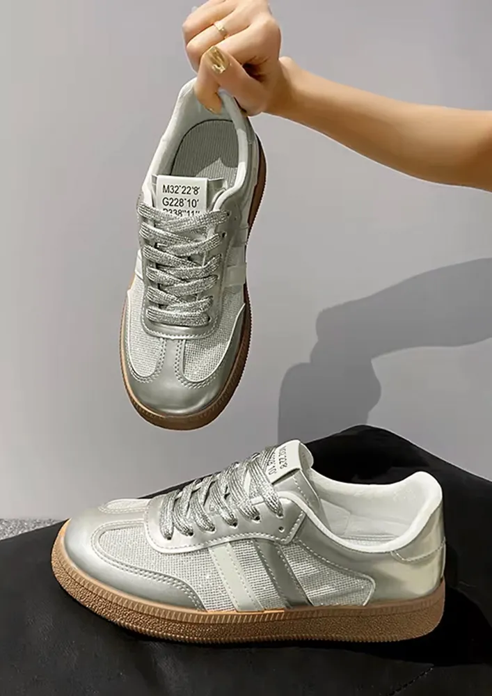 METALLIC PU LEATHER CASUAL SHOES