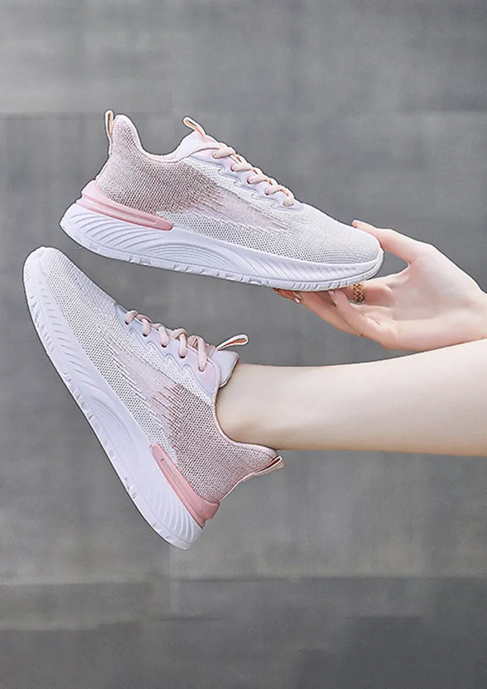 PINK LACE-UP MESH SNEAKERS