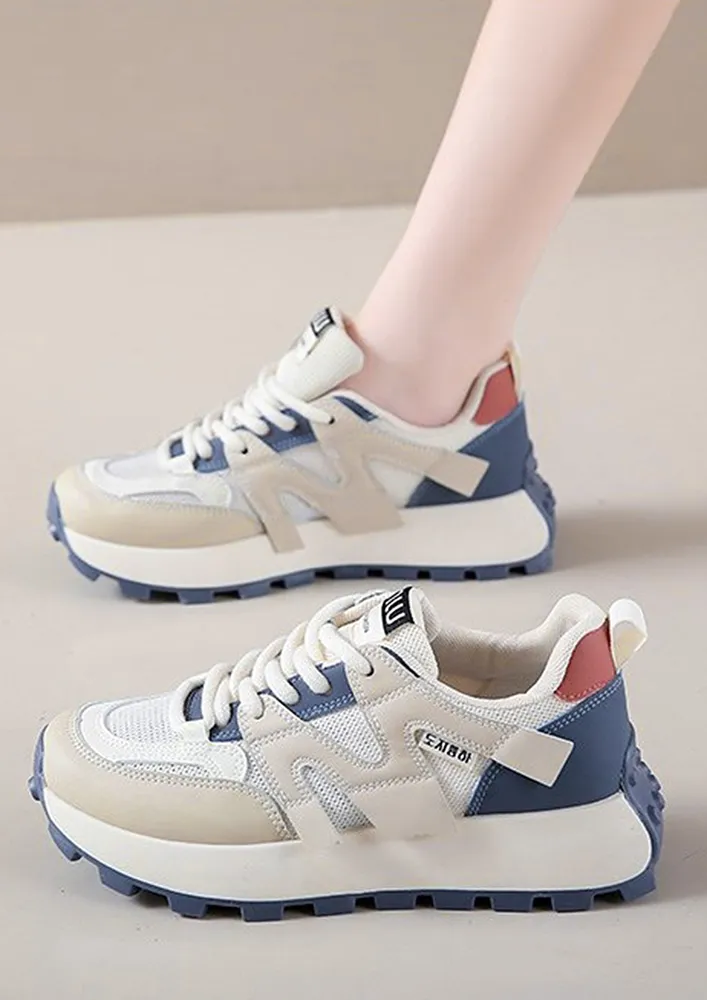 PU LEATHER CONTRASTING CASUAL SHOES