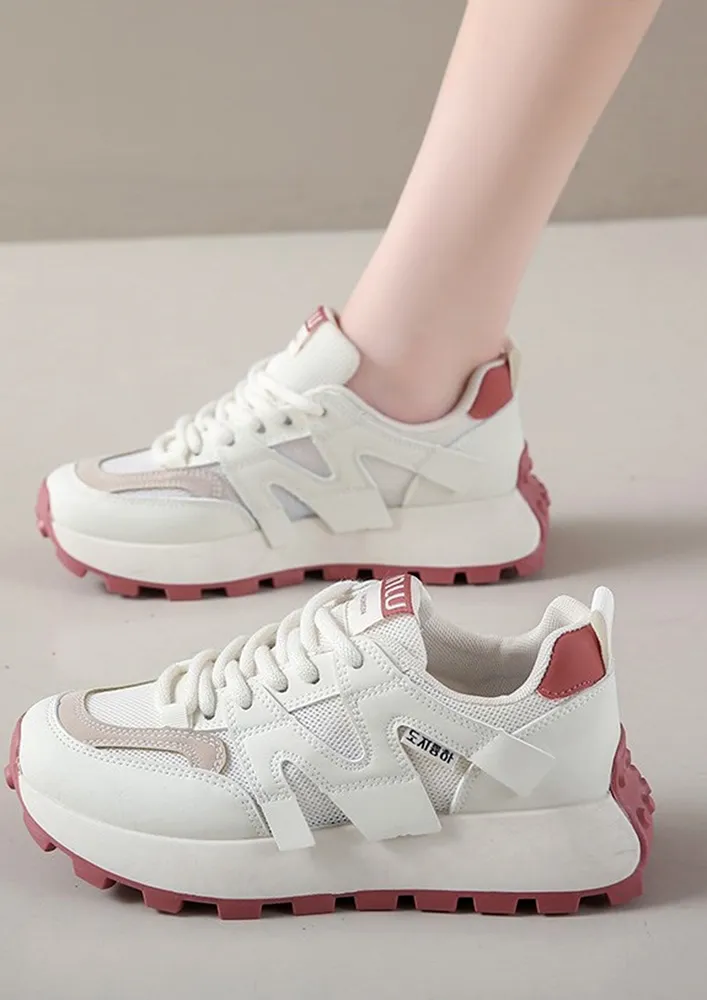 CONTRAST RED-WHITE CASUAL SHOES