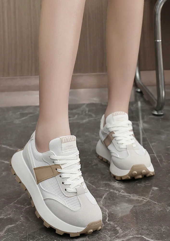 CLASSIC COLOURBLOCK CHUNKY PU LEATHER SHOES