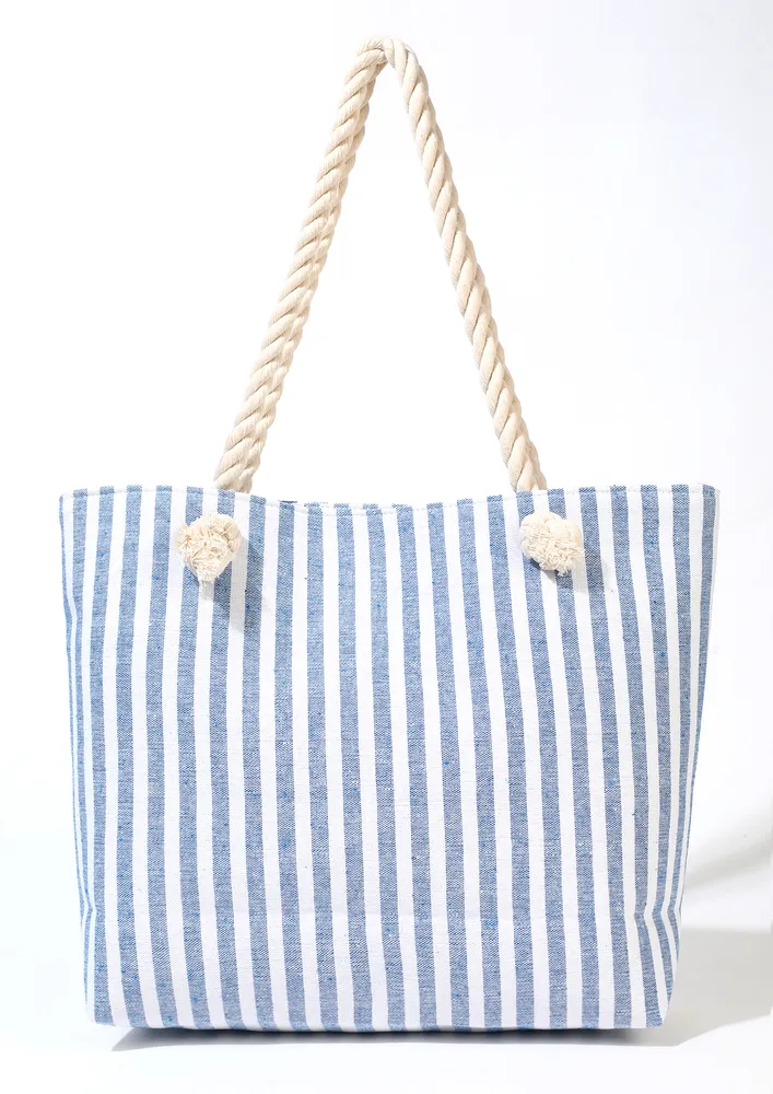 VERTICAL STRIPE PATTERN CANVAS TOTE BAG