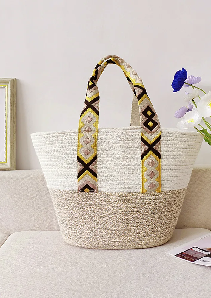 PRINTED  COLOURBLOCK PATTERN BEACH BAG