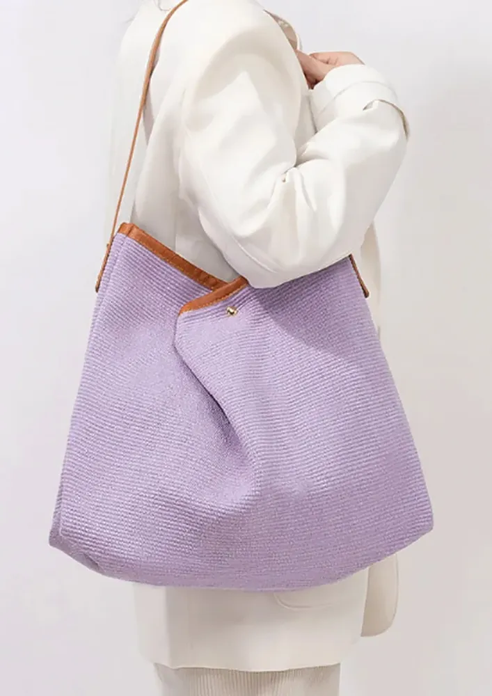 PURPLE OVERLAP DETAIL CANVAS SHOULDER BAG