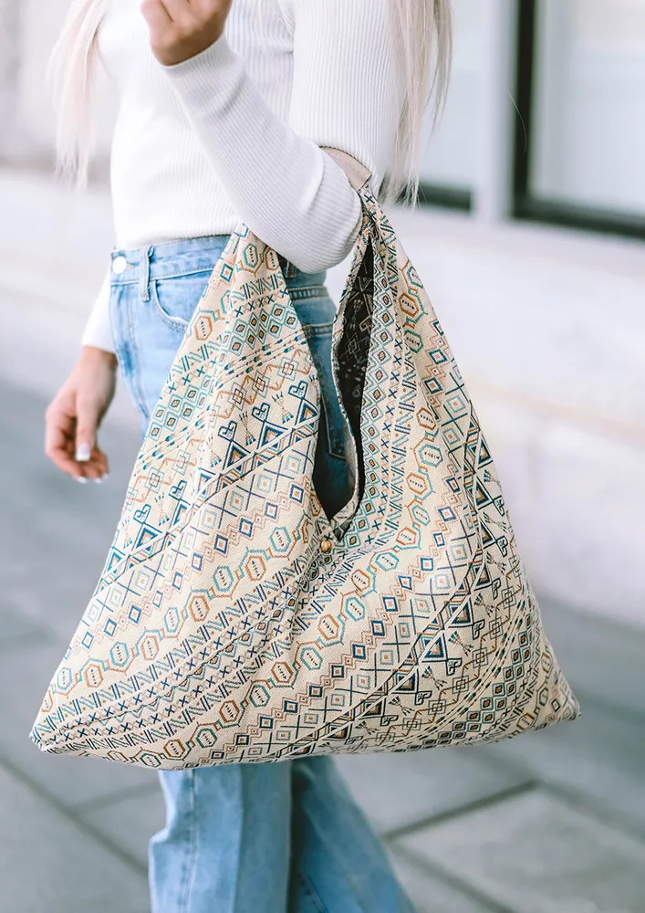 ETHNIC PRINT TRIANGULAR SHOULDER BAG