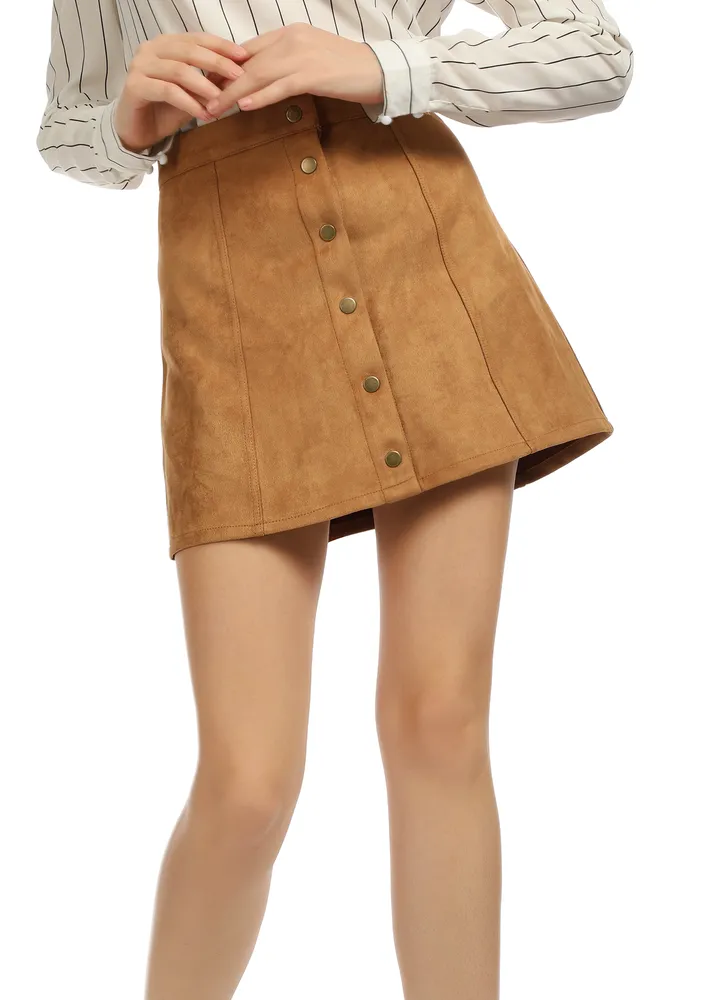 EASY TO PER-SUEDE KHAKI BROWN MINI SKIRT