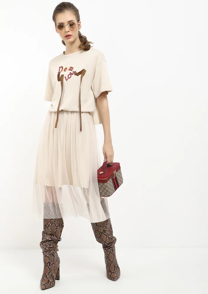 DREAM LOVE BEIGE MIDI DRESS