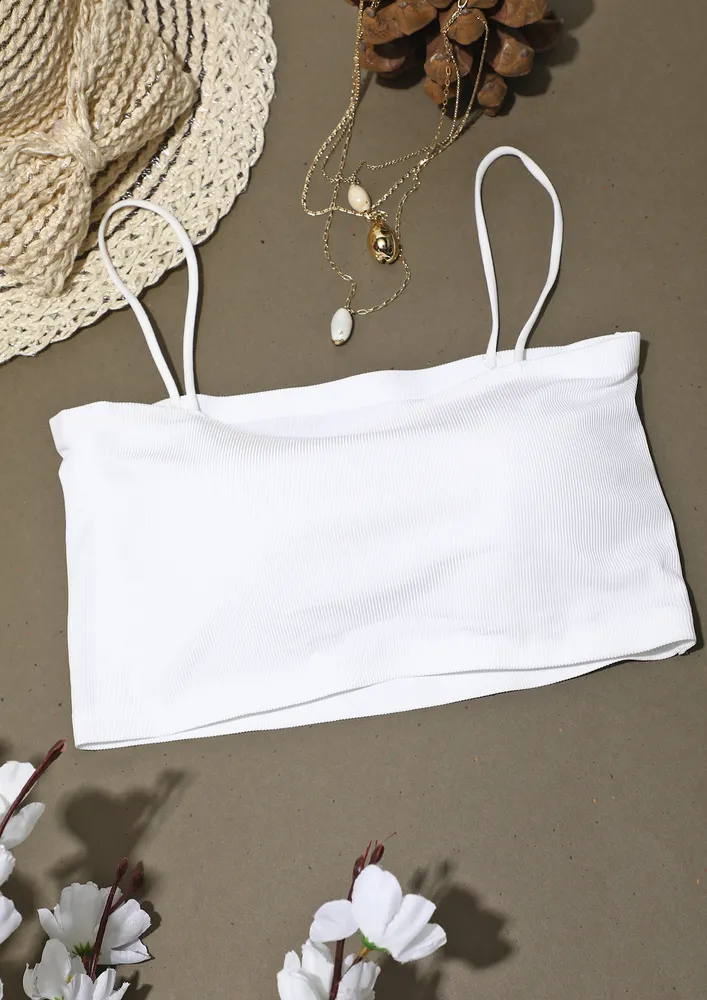 WHITE PADDED SPEGHETTI BRALETTE