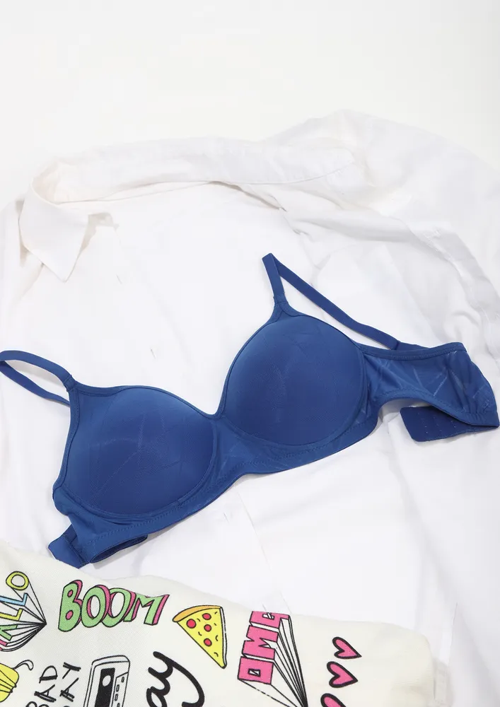 LUXE ROYAL BLUE LIGHTLY PADDED NON WIRED BRA