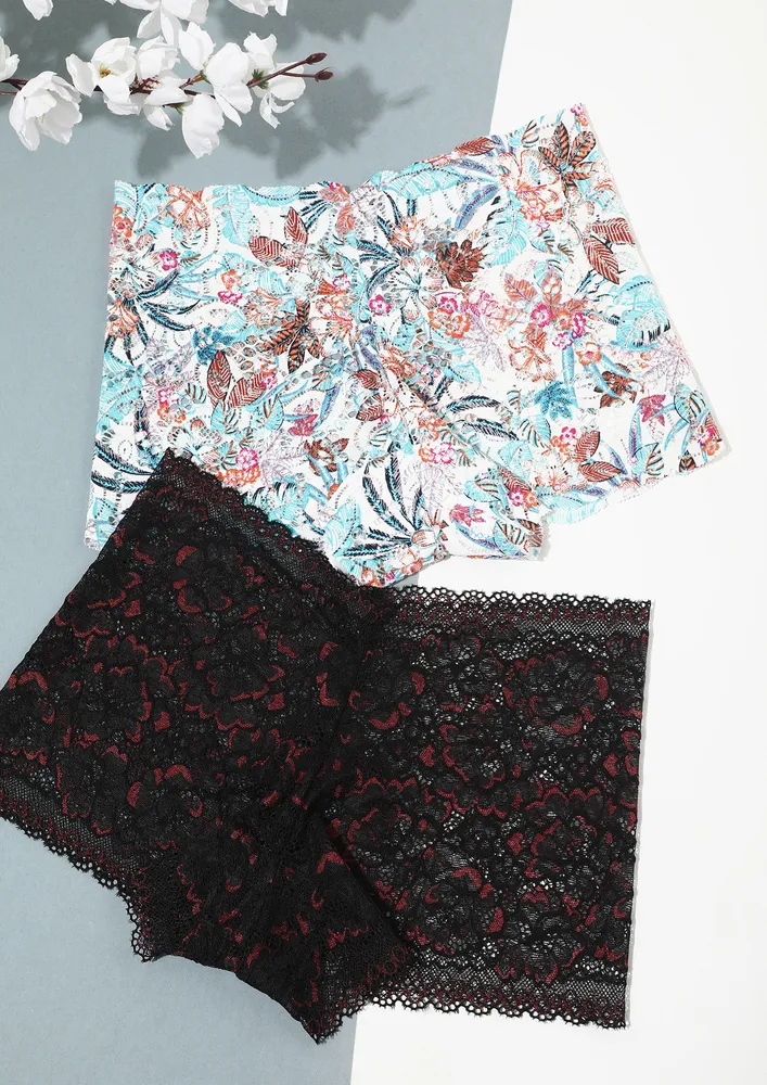 DAY TO DAY LACE BOYSHORTS MULTI PRINT COMBO