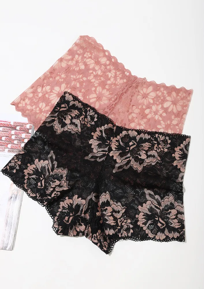ALL THE WAY BLACK FLOWER PRINT BOY SHORTS COMBO