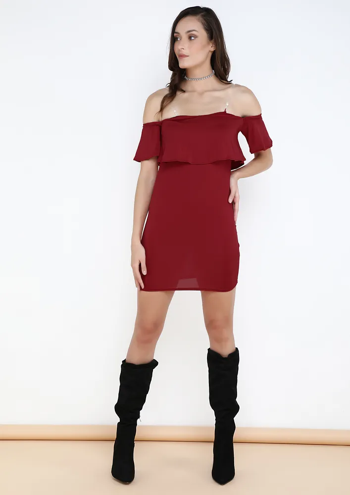 PLAY IT CHIC BURGUNDY DRESS