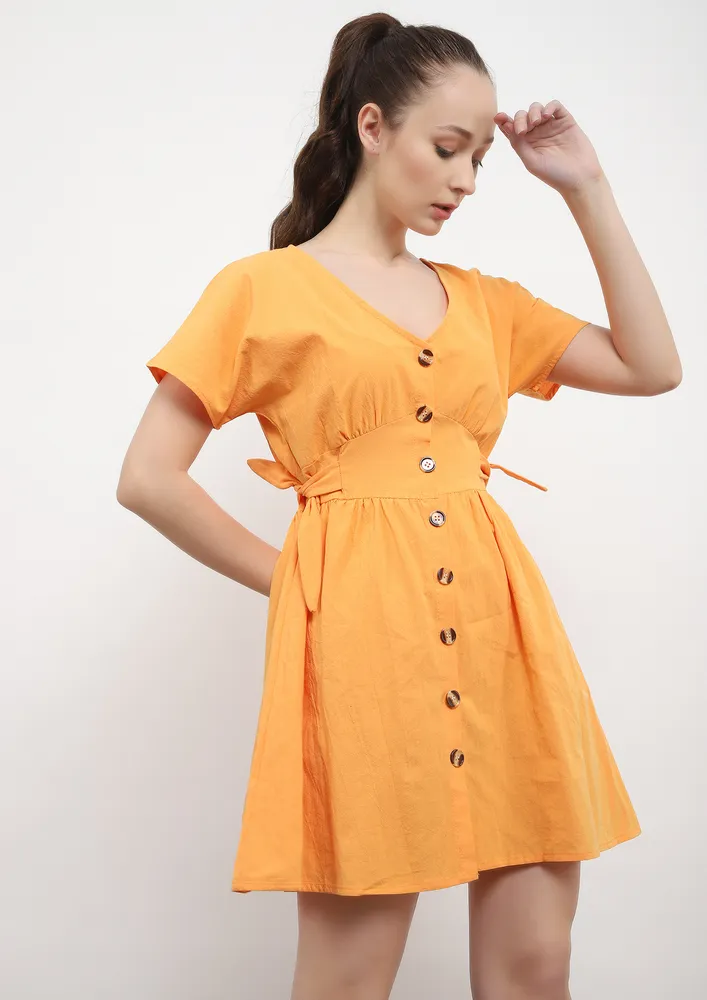 KICK SOME BUTT-ON ORANGE SKATER DRESS