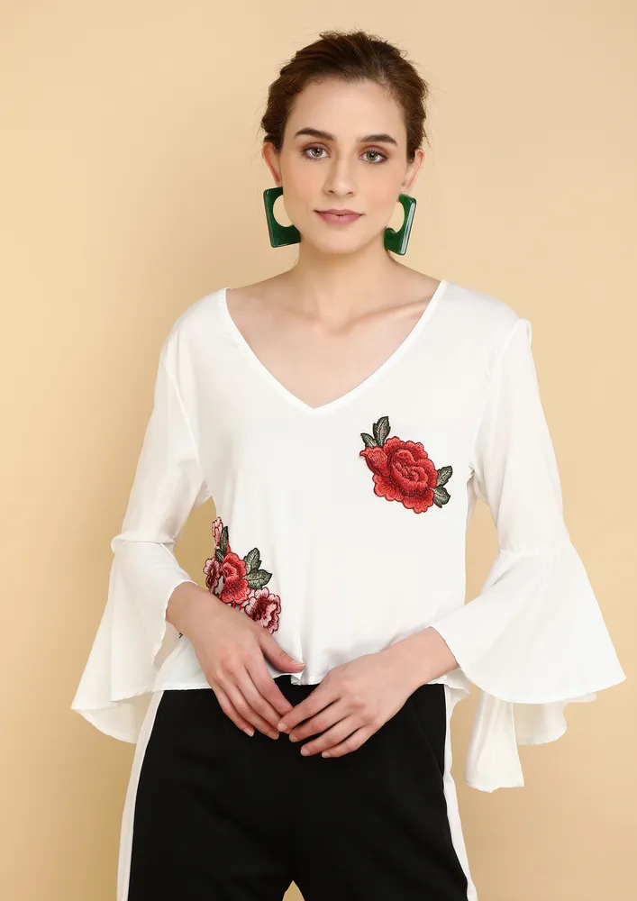 FLORAL FLARE WHITE TOP